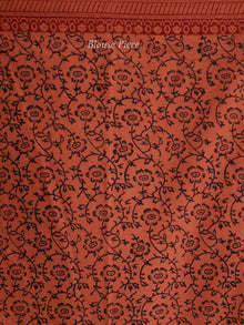 Blush Maroon Black Bagh Hand Block Printed Cotton Saree - S031703820