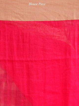 Red Yellow Purple Handwoven Linen Jamdani Saree With Tassels - S031703775