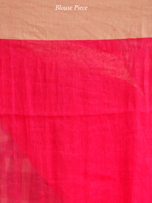 Red Yellow Purple Handwoven Linen Jamdani Saree With Tassels - S031703775