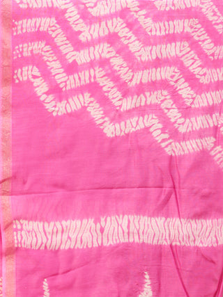 Pink White Chanderi Hand Block Printed Dupatta - D04170735