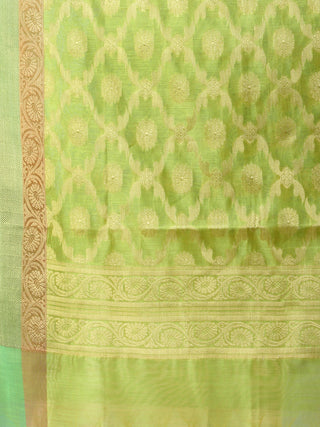 Banarasi Chanderi Dupatta With Zari Work - Light Green & Gold - D04170838