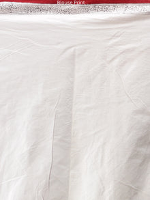 White Red Printed Maheshwari Cotton Saree - S031704279