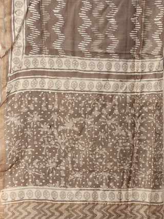 Kashish White Chanderi Hand Block Printed Dupatta - D04170737