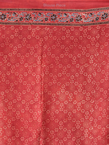 Crimson Red Indigo Black Ajrakh Hand Block Printed Modal Silk Saree - S031704221