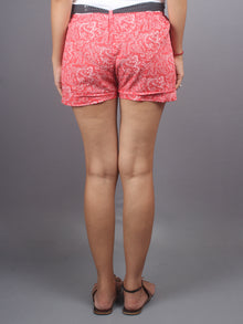 Pink Hand Block Printed Shorts With Belt -S5296001