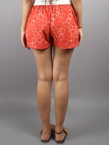 Red Hand Block Printed Shorts With Belt -S5296011