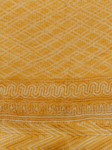 Yellow White Kota Doria Cotton Hand Block Printed Dupatta  - D04170352