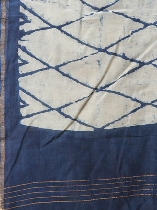 Indigo Chanderi Hand Brush Painted Dupatta - D04170736