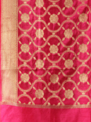 Banarasi Chanderi Dupatta With Resham Work - Magenta & Gold - D04170841