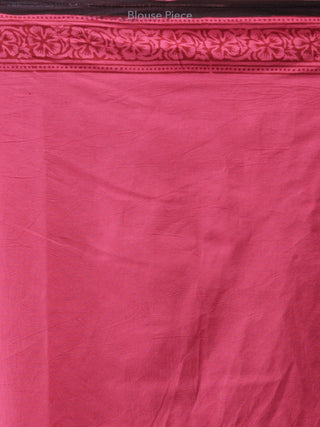 Magenta Pink Black Bagh Printed Maheshwari Cotton Saree - S031704215