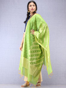Banarasi Chanderi Dupatta With Zari Work - Light Green & Gold - D04170842