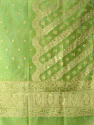 Banarasi Chanderi Dupatta With Zari Work - Light Green & Gold - D04170842