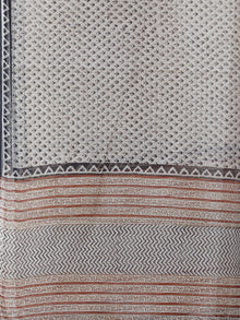 Beige Black Kota Doria Cotton Hand Block Printed Dupatta  - D04170680