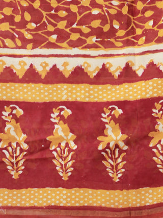Rust Maroon Ivory Mustard Chanderi Hand Block Printed Dupatta - D04170501