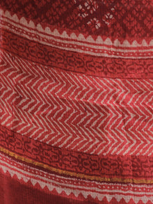 Red Maroon Ivory Kota Silk Hand Block Printed Dupatta - D04170348