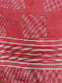 Pink Red White Hand Block Printed Dupatta - D04170347
