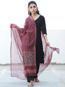 Onion Pink Ivory Kota Doria Cotton Hand Block Printed Dupatta  - D04170503