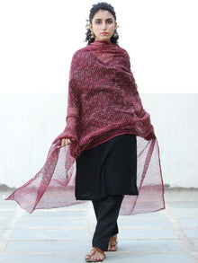 Onion Pink Ivory Kota Doria Cotton Hand Block Printed Dupatta  - D04170503