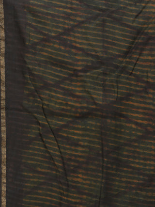 Black Brown Chanderi Hand Block Printed Dupatta - D04170741