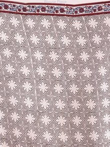 Ivory Indigo Red Ajrakh Hand Block Printed Modal Silk Saree - S031704222