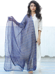 Indigo Rust Georgette Hand Block Printed Dupatta  - D04170683