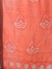 Coral Silver Cotton Silk Hand Block Printed Dupatta  - D04170591