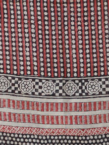 Maroon Ivory Black Chanderi Hand Block Printed Dupatta - D04170505