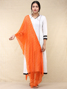 Orange Ivory Bandhini Hand Block Printed Dupatta  - D04170691