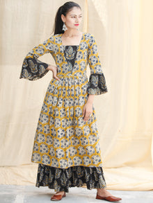 YELLOW IMPRINTS - Hand Block Printed Cotton Long Dress  - D142F1815