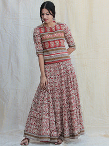 Naaz Rooh - Hand Block Printed Long Top And Skirt Dress - DS78F001