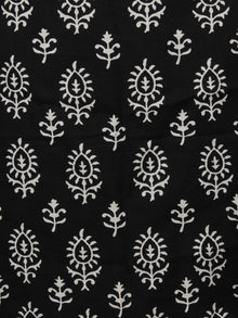 Black White Maroon Ivory Hand Block Printed Cotton Suit-Salwar Fabric With Cotton Dupatta - S1628192