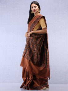 Banarasee Art Silk Saree - Brown Black - S031704383