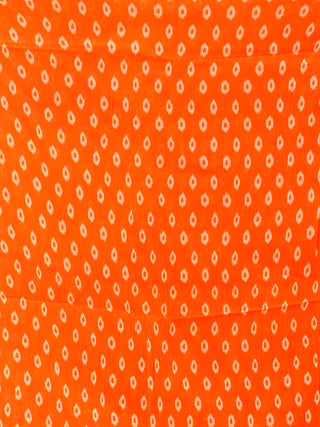 Orange Ivory Bandhini Hand Block Printed Dupatta  - D04170691