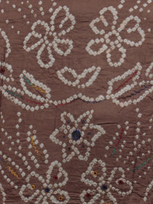Peanut Brown Maroon White Hand Tie & Dye Bandhej Suit Salwar Dupatta (Set of 3) With Hand Embroidery & Mirror Work - S16281245