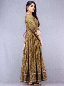 Naaz Pareesa - Hand Block Mughal Printed Long Cotton Embroidered Dress - DS102F001