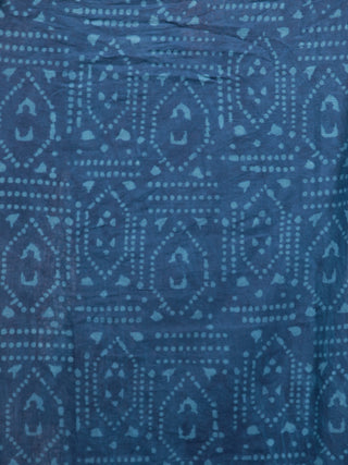 Indigo White Crimson Pink Hand Block Printed Cotton Mul Saree With  Hand made Tassels  - S031703019