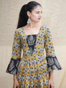 YELLOW IMPRINTS - Hand Block Printed Cotton Long Dress  - D142F1815