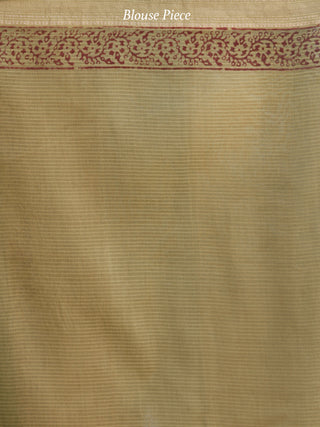 Olive-Green-Rust- Black Bagh Hand Block Printed Maheswari Silk Saree With Resham Border - S031703830