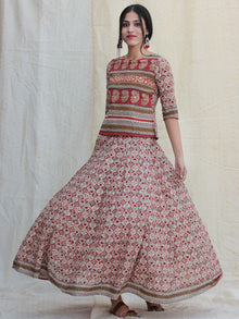 Naaz Rooh - Hand Block Printed Long Top And Skirt Dress - DS78F001