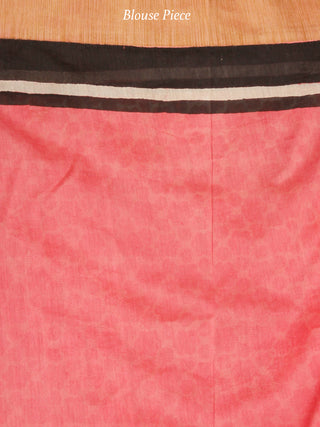 Rosewood Ivory Black Chanderi Silk Hand Block Printed Saree With Geecha Border - S031704003