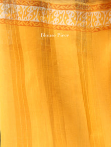 Yellow Ivory Maheshwari Silk Hand Block Printed Saree With Zari Border - S031704483
