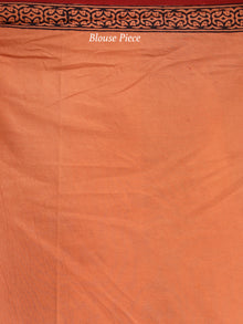 Blush Maroon Black Bagh Hand Block Printed Cotton Saree - S031703821