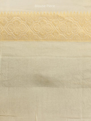 Banarasee Pure Chiffon Saree With Zari Work - Ivory Gold - S031704292