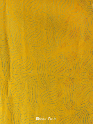 Yellow Red Green Hand Block Printed Chiffon Saree with Zari Border - S031704621