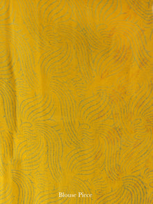 Yellow Red Green Hand Block Printed Chiffon Saree with Zari Border - S031704621