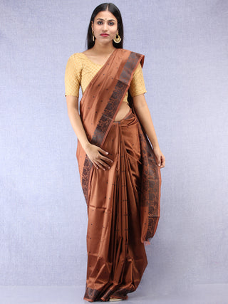 Banarasee Art Silk Saree - Brown Black - S031704383