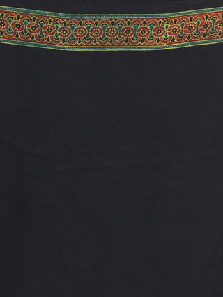 Green Red Black Ajrakh Hand Block Printed Modal Silk Saree - S031704119