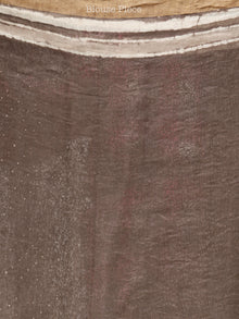 Kashish White Hand Block Printed Handwoven Linen Saree With Zari Border - S031703810