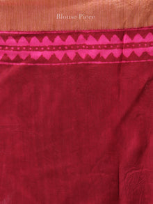 Maroon Pink Hand Block Printed Chanderi Saree With Geecha Border - S031704508