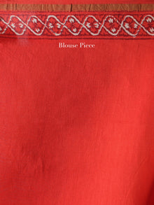Coral White Maheshwari Silk Hand Block Printed Saree With Zari Border - S031704459